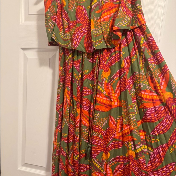 Japna Dresses & Skirts - Vibrant Ruffle Tropical Colorful Strapless Maxi Dress Medium